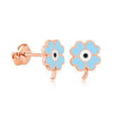 Boucles d'oreilles trèfle bleu fluorescent argenté